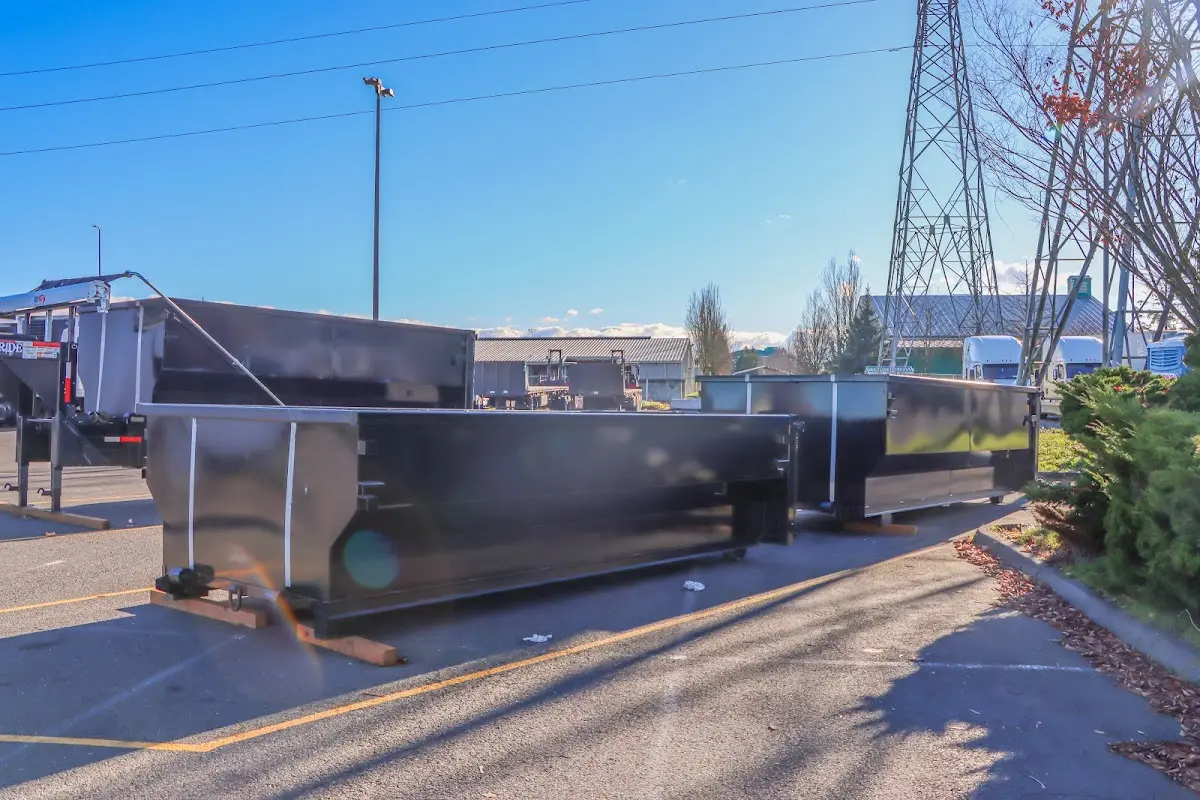 Roll-off dumpster ready for waste disposal at job site for Yard Waste Dumpster Rental in Fort Wright